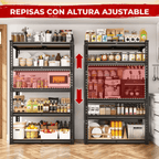 FlexiRack™ 5-Tier Metal Shelving Unit for Garage, Kitchen & Utility Room — 2,000 lb total load