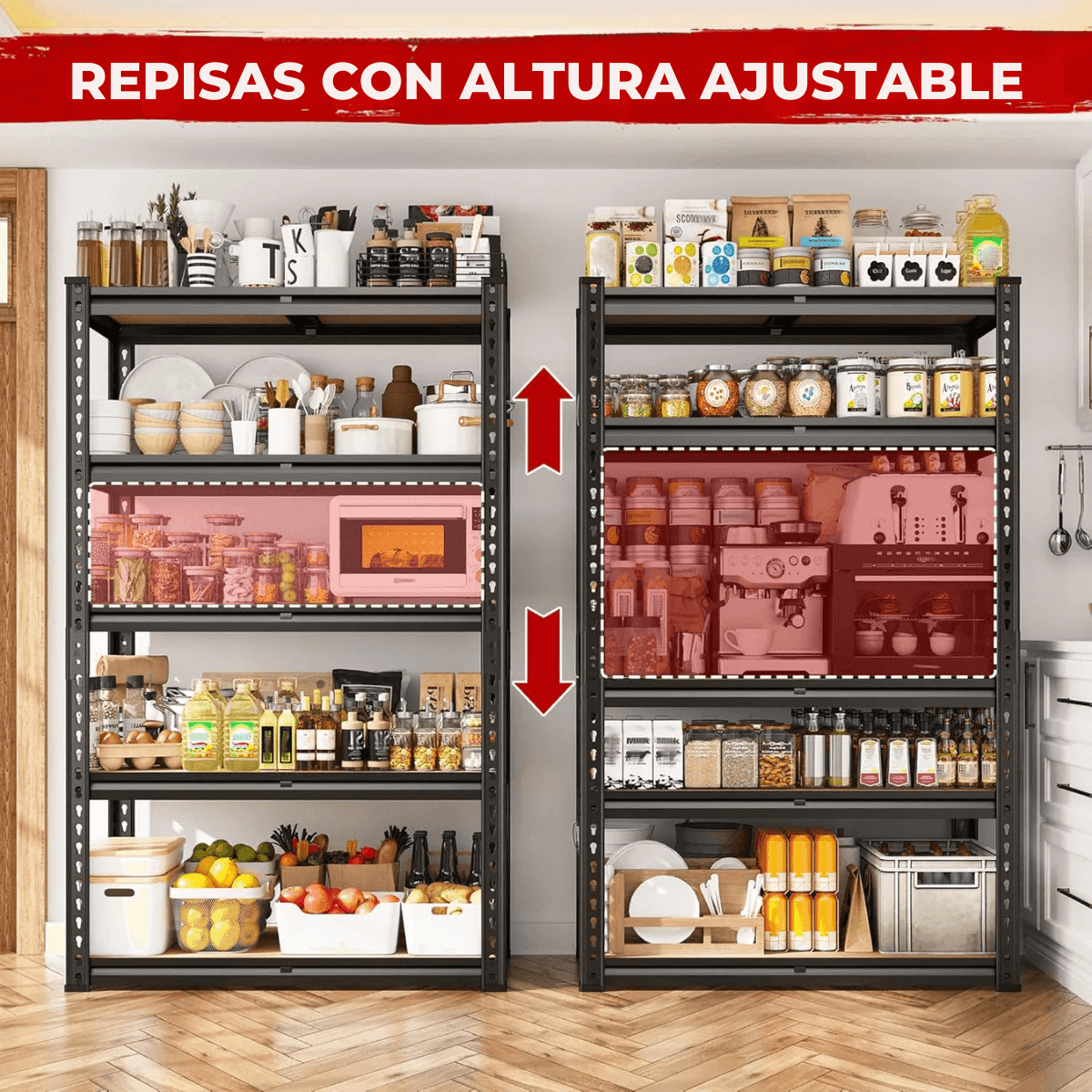 FlexiRack™ 5-Tier Metal Shelving Unit for Garage, Kitchen & Utility Room — 2,000 lb total load