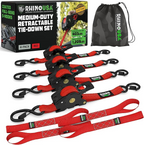 4-Pack Rhino USA Retractable Ratchet Tie-Down Straps — 1″ × 16 ft 5 in, Heavy-Duty